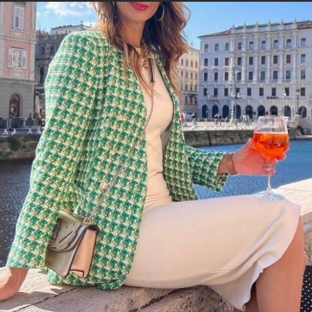 ZARA Textured Double Breasted Blazer - Picture 6 of 16
